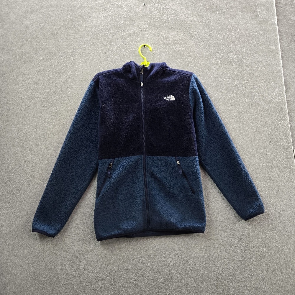The North Face Boys Jacket XL (18/20) Blue Colorblock Fleece Activewear Zipper